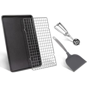 Cookie Sheets Non-stick Baking Sheet Set With Non-stick Jelly Roll Pan;  Rack;  Cookie Scoop;  Spatula (only pick up)
