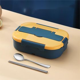 Four Compartmentalized Plastic Portable Lunch Box (Option: Dark Blue-Two piece set)