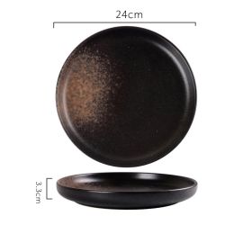 New Japanese Breakfast Dish Ceramic Tableware (Option: Black flame-Large high wing platter)