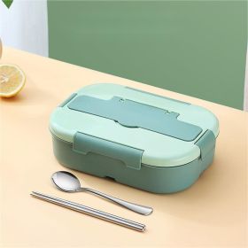 Four Compartmentalized Plastic Portable Lunch Box (Option: Matcha green-Two piece set)