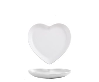 Nordic Love Creative Plate Heart-shaped Couple Dinner Plate Saucer Ceramic Cutlery (Option: White-8inches)