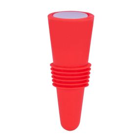 Kitchen Supplies Wine Stopper Stainless Steel Bottom Wine Bottle Stopper Food Silicone Wine Bottle Stopper Wine Stopper Wine Bottle Stopper (Color: Red)