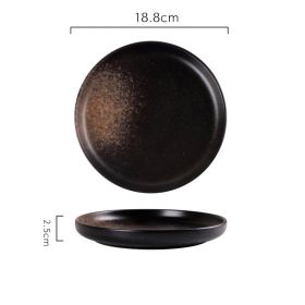 New Japanese Breakfast Dish Ceramic Tableware (Option: Black flame-Small high wing platter)