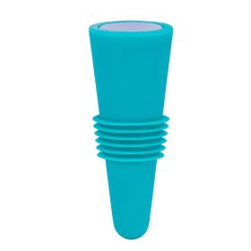 Kitchen Supplies Wine Stopper Stainless Steel Bottom Wine Bottle Stopper Food Silicone Wine Bottle Stopper Wine Stopper Wine Bottle Stopper (Color: Blue)
