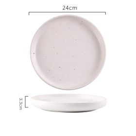 New Japanese Breakfast Dish Ceramic Tableware (Option: White rust spot-Large high wing platter)