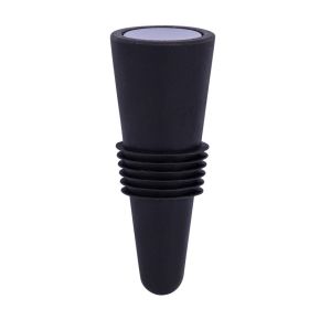 Kitchen Supplies Wine Stopper Stainless Steel Bottom Wine Bottle Stopper Food Silicone Wine Bottle Stopper Wine Stopper Wine Bottle Stopper (Color: Black)