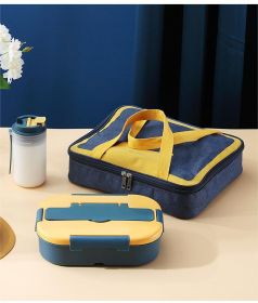 Four Compartmentalized Plastic Portable Lunch Box (Option: Dark Blue-Three piece set)