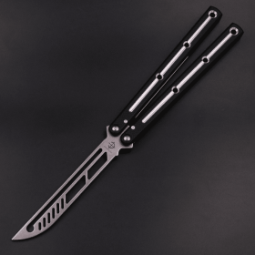 Non Slip Integrated Aluminum Alloy Handle Shaft Sleeve Structure Butterfly Knife (Color: Black)