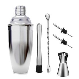 Stainless Steel Cocktail Shaker (Option: 550Six piece set with crimped)