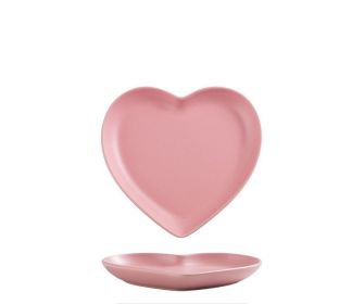 Nordic Love Creative Plate Heart-shaped Couple Dinner Plate Saucer Ceramic Cutlery (Option: Pink-6inches)