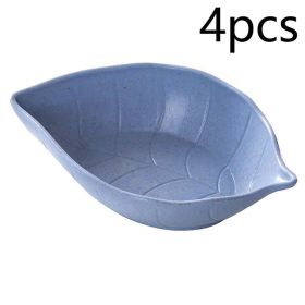 Small Straw Leaves Saucer Creative Snacks Plate Japanese Style Tableware Vinegar Dish (Option: Blue 4 Pack)