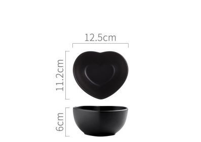 Nordic Love Creative Plate Heart-shaped Couple Dinner Plate Saucer Ceramic Cutlery (Option: Bowl black-4.5inches)