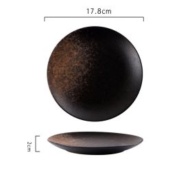 New Japanese Breakfast Dish Ceramic Tableware (Option: Black flame-Small platter)