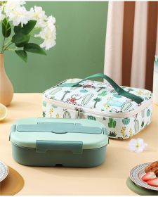 Four Compartmentalized Plastic Portable Lunch Box (Option: Matcha green-Three piece set)
