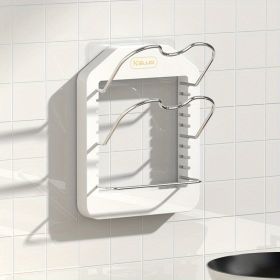 1pc Wall Mounted Pot Lid Rack; Free Punch Pot Cover Holder; Hanging Lid Organizer; Kitchen Accessories (Color: White)