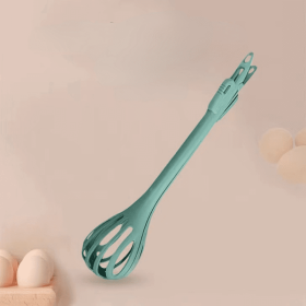 1pc; Multifunctional 3-in-1 Egg Whisk Food Holder Noodle Holder Baking Tool Egg Stirrer Manual Whisk 1 Pack 11.02''Ã—2.76'' (Color: Green)