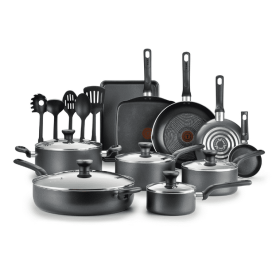 Care Nonstick Cookware, 20 Piece Set, Dishwasher Safe (Color: Gray)
