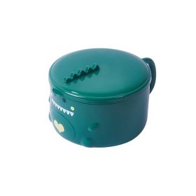 304 Stainless Steel Dinosaur Instant Noodle Bowl Plastic Instant Noodle Bowl For Student Dormitory With Lid (Option: Emerald)
