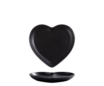 Nordic Love Creative Plate Heart-shaped Couple Dinner Plate Saucer Ceramic Cutlery (Option: Black-8inches)