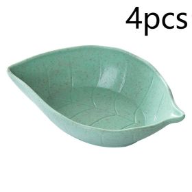Small Straw Leaves Saucer Creative Snacks Plate Japanese Style Tableware Vinegar Dish (Option: Green 4 Pack)