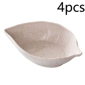 Small Straw Leaves Saucer Creative Snacks Plate Japanese Style Tableware Vinegar Dish (Option: Beige 4 Pack)