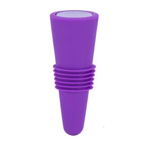 Kitchen Supplies Wine Stopper Stainless Steel Bottom Wine Bottle Stopper Food Silicone Wine Bottle Stopper Wine Stopper Wine Bottle Stopper (Color: Purple)