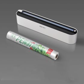 Upgraded Plastic Sharp Cutter Fixing Foil Cling Film Wrap Dispenser Fixed Refrigerator Storage Holder Kitchen Tool Accessories (Option: Elegant Black)