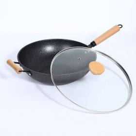 Household Non-stick Medical Stone Wok Induction Cooker Applicable To Gas Stove (Option: Black-32cm-Pot only)
